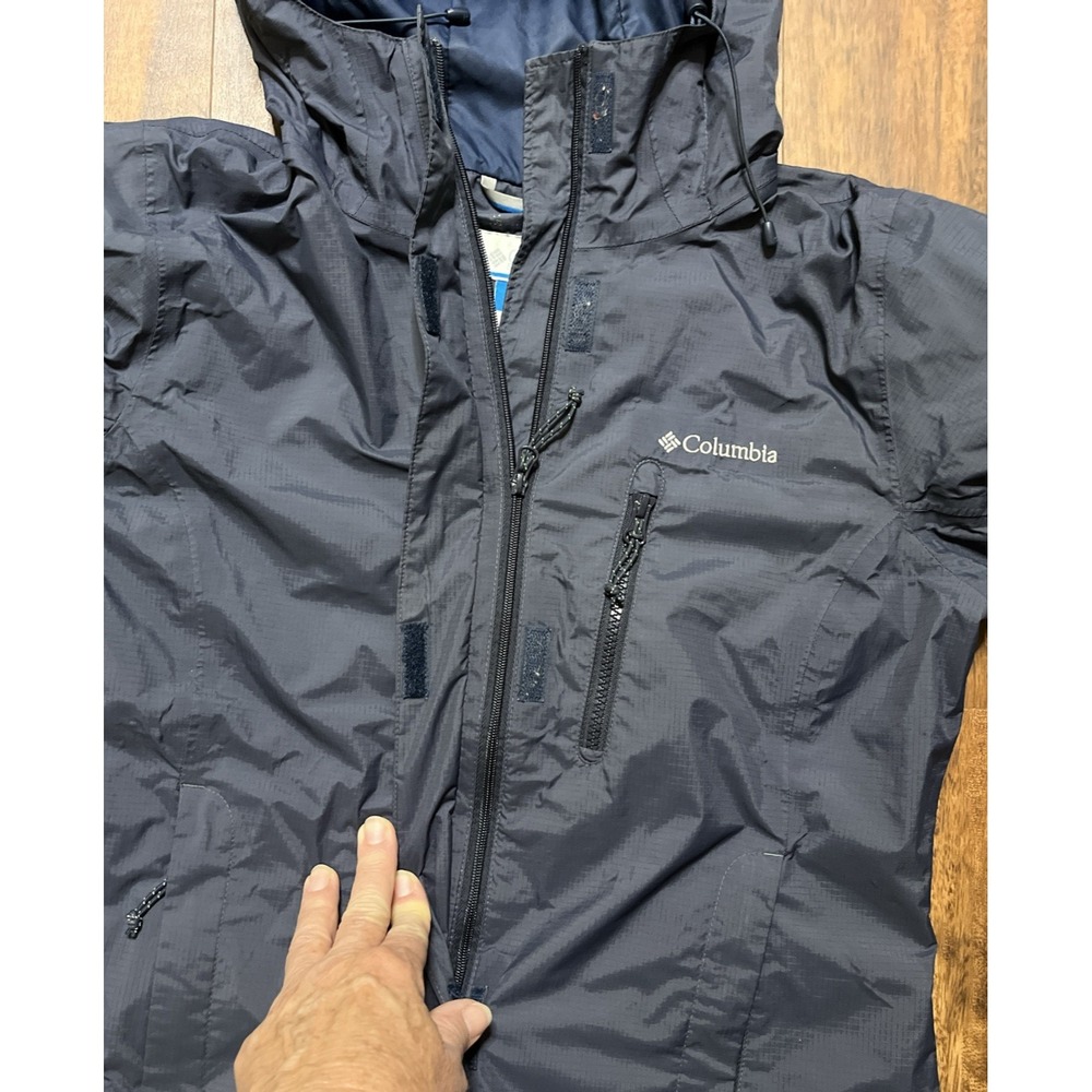 COLUMBIA Watertight Omni-Tech Waterproof Blue Hoodie Rain Jacket Womens M - Picture 8 of 11